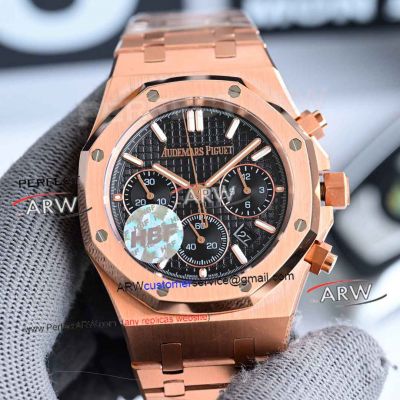 HBF Audemars Piguet Royal Oak Chronograph Rose Gold Black Face 7750 Replica Watch 